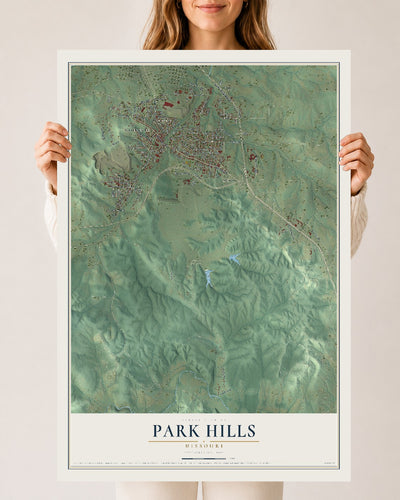 Map of Park Hills, Missouri, 24 x 36 inch unframed archival matte print