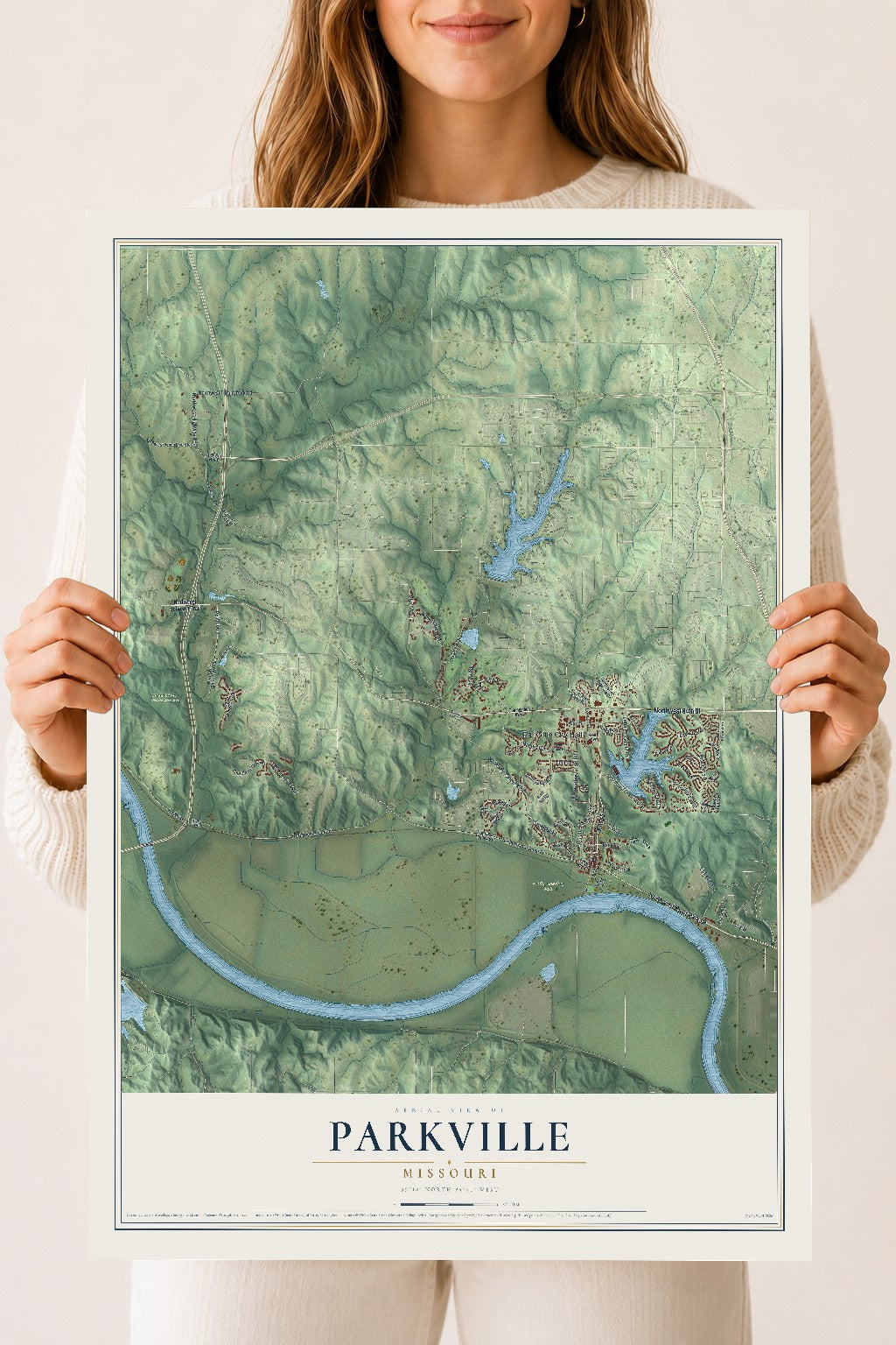 Map of Parkville, Missouri, 18 x 24 inch unframed archival matte print