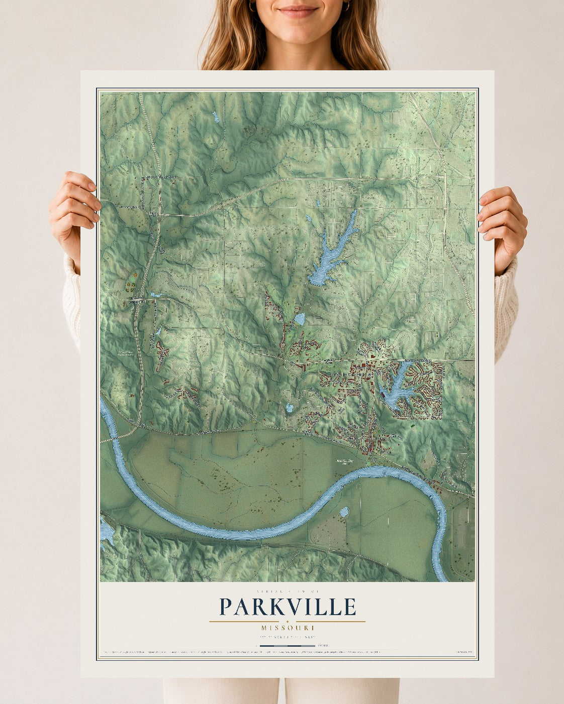 Map of Parkville, Missouri, 24 x 36 inch unframed archival matte print