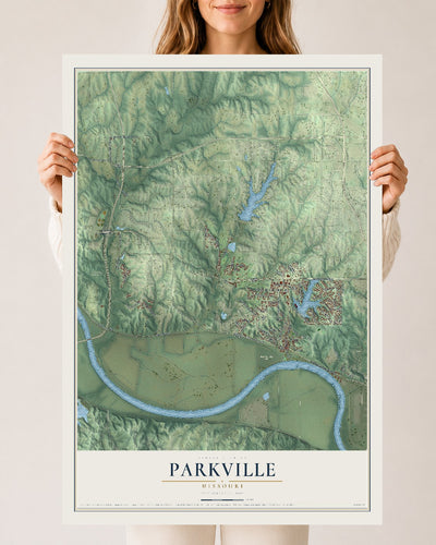 Map of Parkville, Missouri, 24 x 36 inch unframed archival matte print