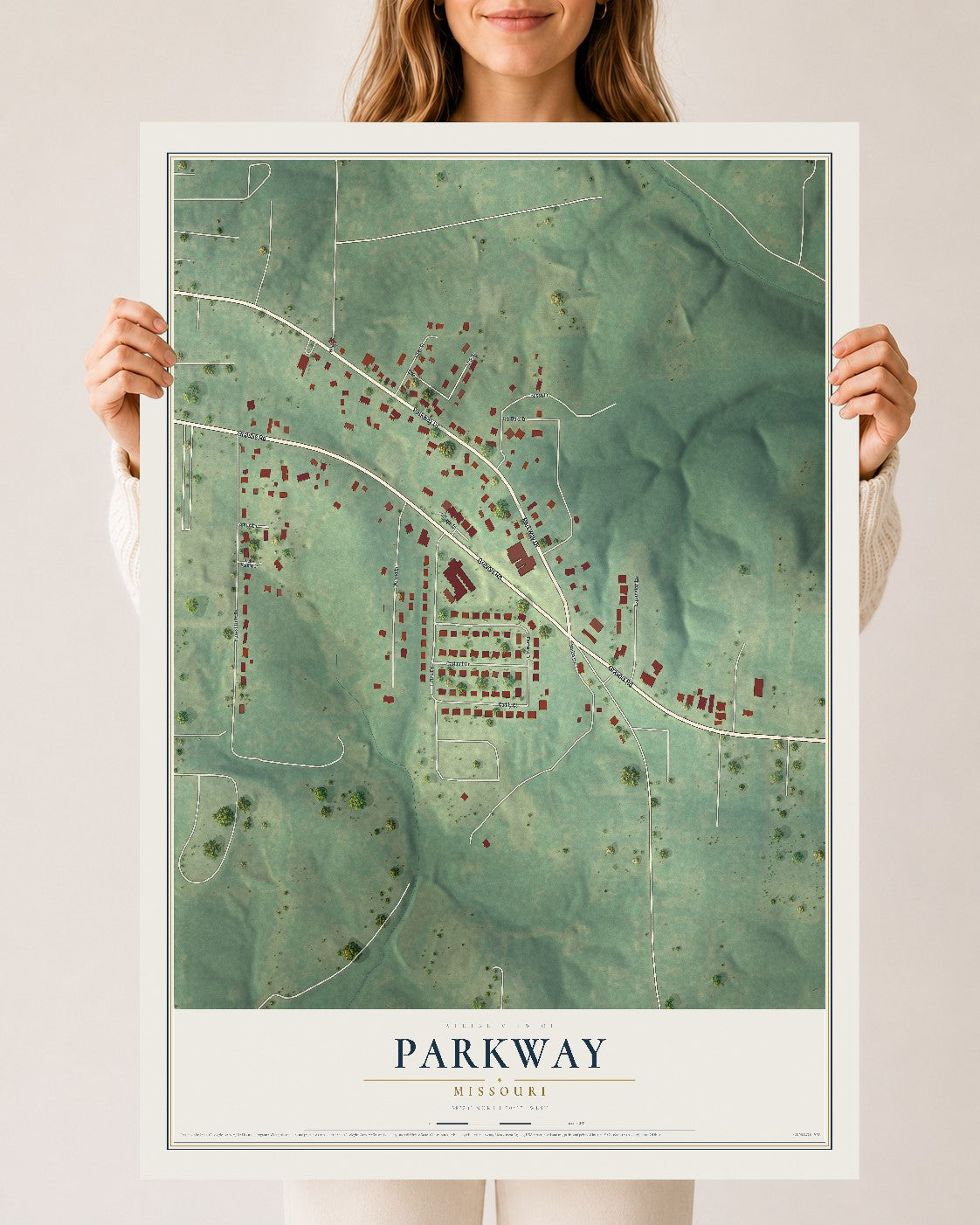 Map of Parkway, Missouri, 24 x 36 inch unframed archival matte print