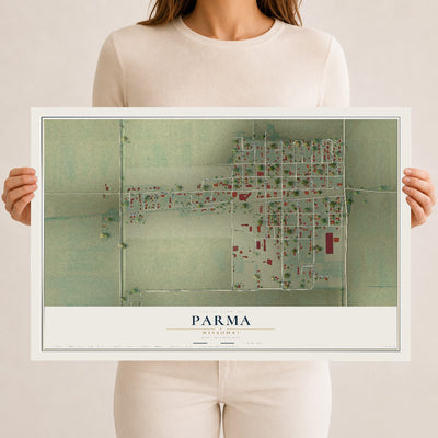 Map of Parma, Missouri, 12 x 18 inch unframed archival matte print