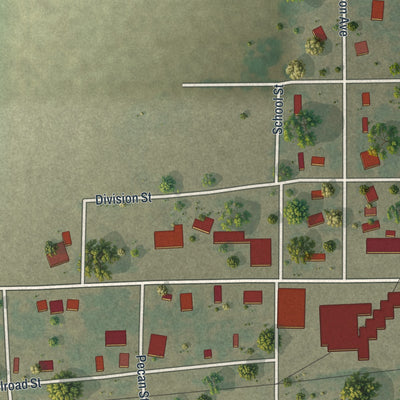 Second close-up of the map of Parma, Missouri print showing more streets and buildings