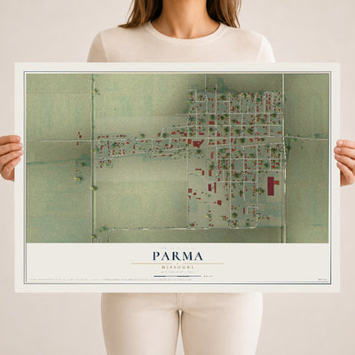 Map of Parma, Missouri, 18 x 24 inch unframed archival matte print