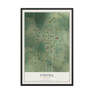 Map of Parnell, Missouri, 12 x 18 inch print in a black wood frame