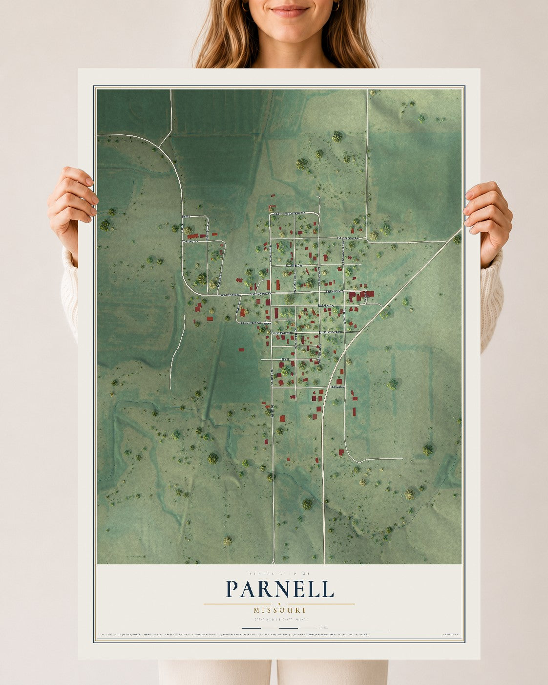 Map of Parnell, Missouri, 24 x 36 inch unframed archival matte print
