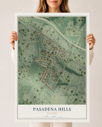 Map of Pasadena Hills, Missouri, 24 x 36 inch unframed archival matte print