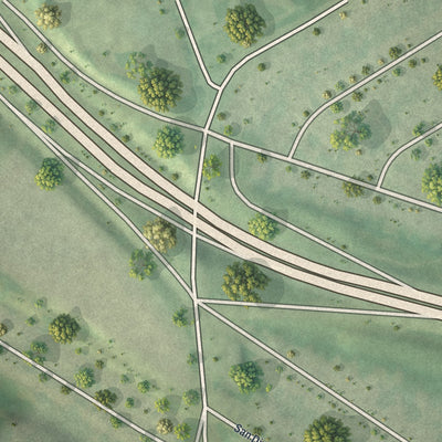 Second close-up of the map of Pasadena Park, Missouri print showing more streets and buildings