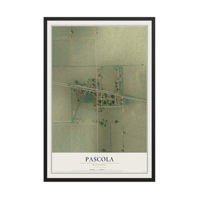 Map of Pascola, Missouri, 12 x 18 inch print in a black wood frame