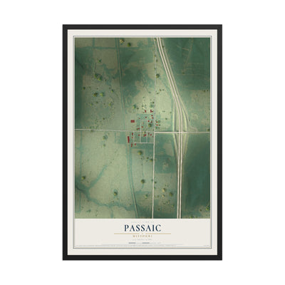 Map of Passaic, Missouri, 12 x 18 inch print in a black wood frame