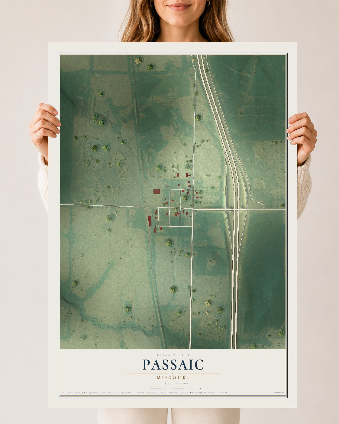 Map of Passaic, Missouri, 24 x 36 inch unframed archival matte print