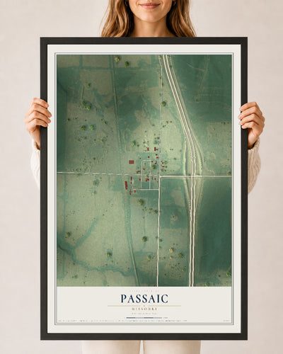 Map of Passaic, Missouri, 24 x 36 inch print in a black wood frame