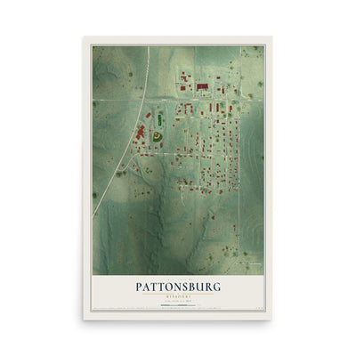 Map of Pattonsburg, Missouri, 12 x 18 inch unframed archival matte print