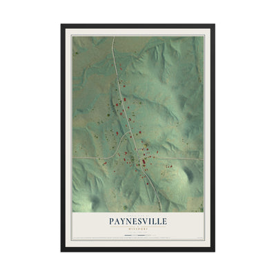 Map of Paynesville, Missouri, 12 x 18 inch print in a black wood frame