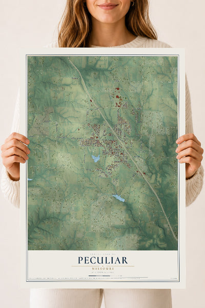 Map of Peculiar, Missouri, 18 x 24 inch unframed archival matte print