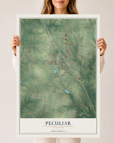 Map of Peculiar, Missouri, 24 x 36 inch unframed archival matte print
