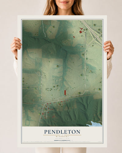 Map of Pendleton, Missouri, 24 x 36 inch unframed archival matte print