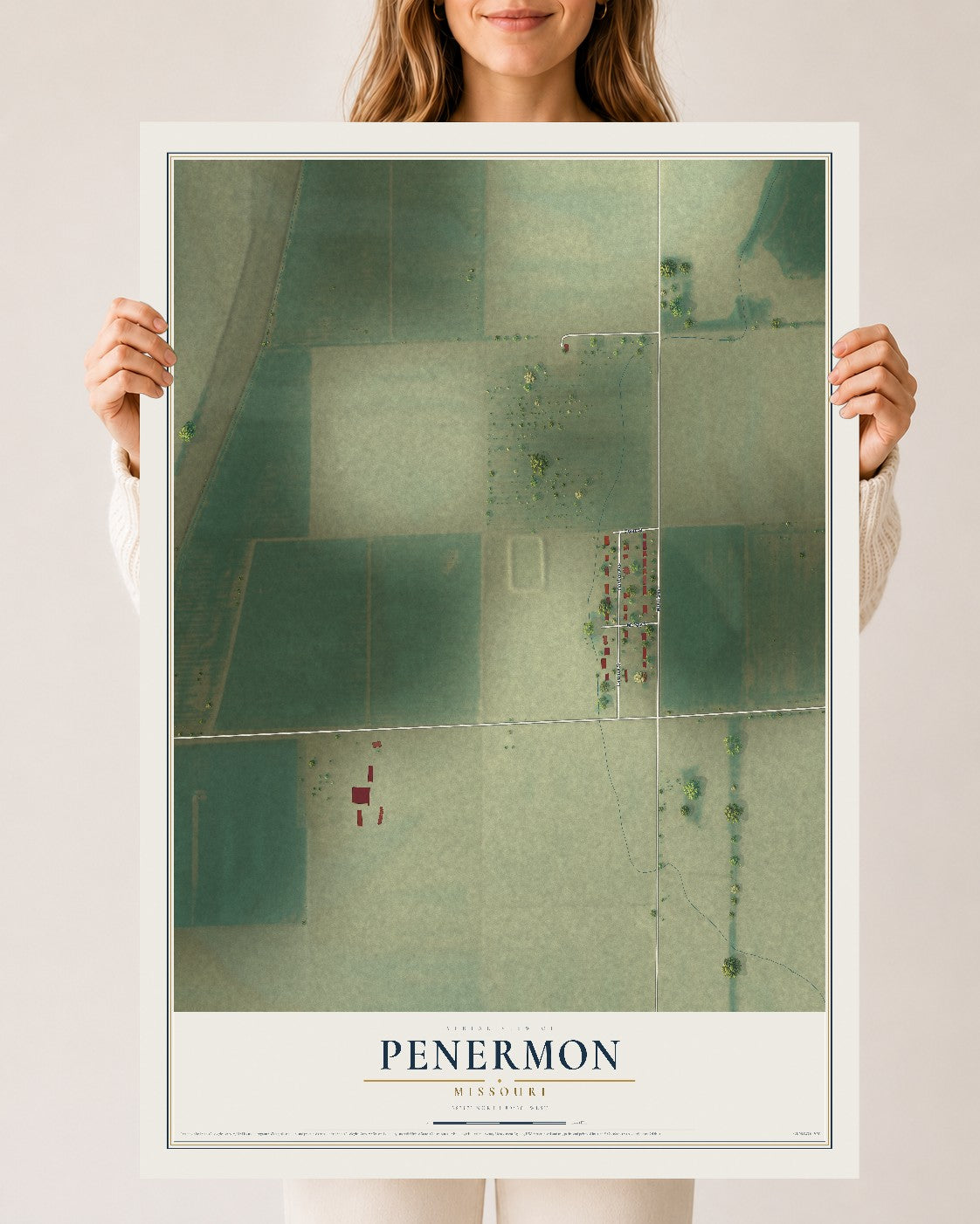 Map of Penermon, Missouri, 24 x 36 inch unframed archival matte print