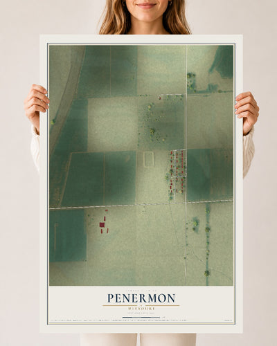 Map of Penermon, Missouri, 24 x 36 inch unframed archival matte print