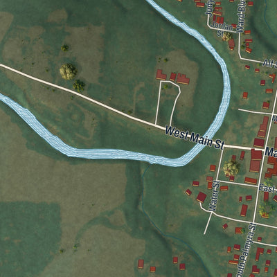 Second close-up of the map of Perry, Missouri print showing more streets and buildings