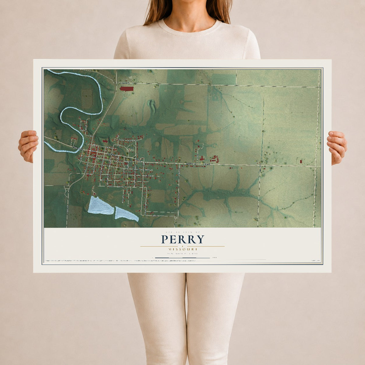 Map of Perry, Missouri, 24 x 36 inch unframed archival matte print