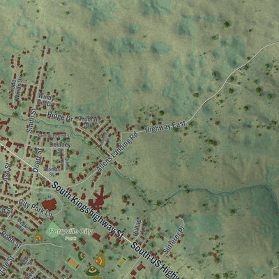 Second close-up of the map of Perryville, Missouri print showing more streets and buildings