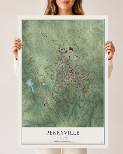 Map of Perryville, Missouri, 24 x 36 inch unframed archival matte print