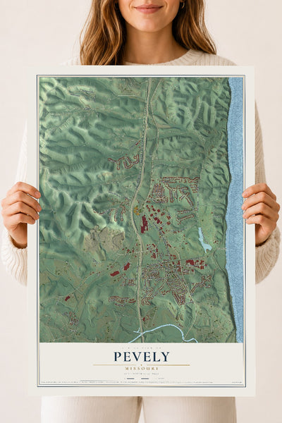 Map of Pevely, Missouri, 18 x 24 inch unframed archival matte print