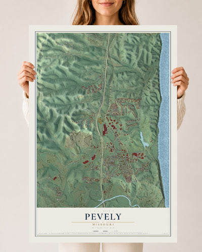 Map of Pevely, Missouri, 24 x 36 inch unframed archival matte print