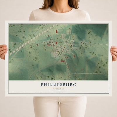 Map of Phillipsburg, Missouri, 18 x 24 inch unframed archival matte print