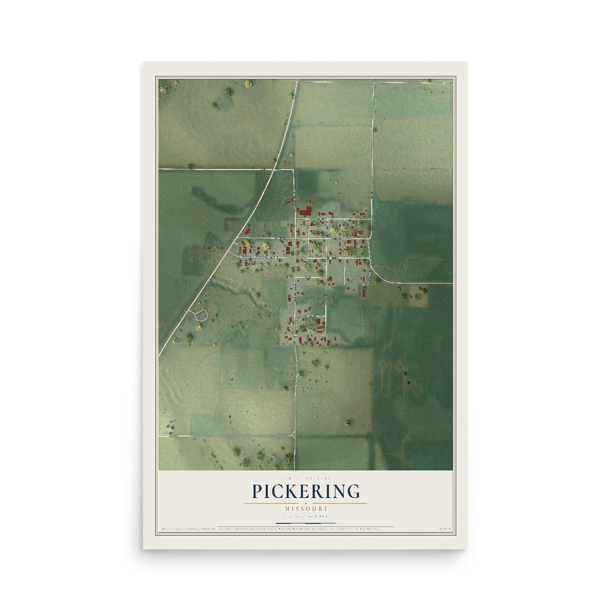Map of Pickering, Missouri, 12 x 18 inch unframed archival matte print