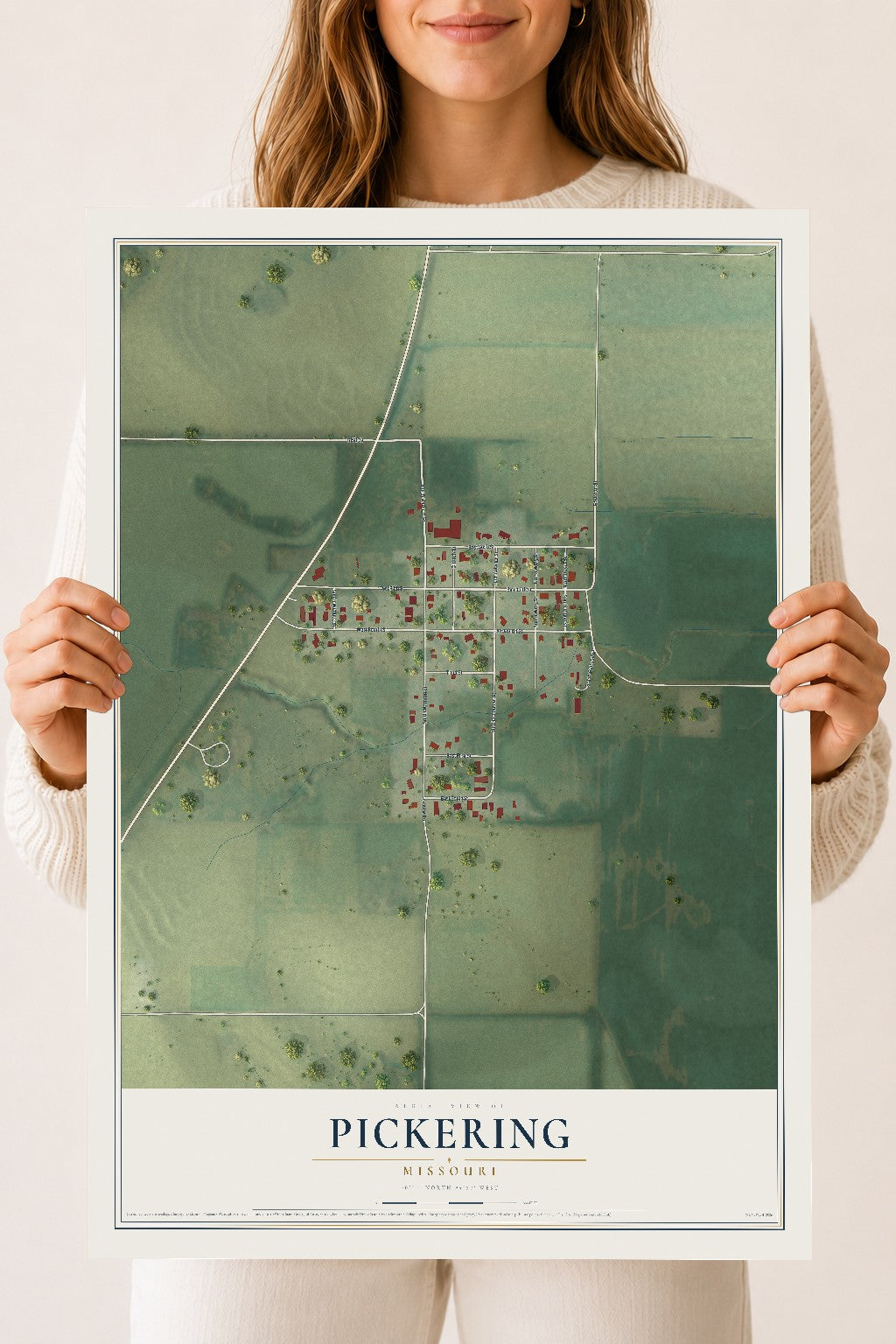 Map of Pickering, Missouri, 18 x 24 inch unframed archival matte print