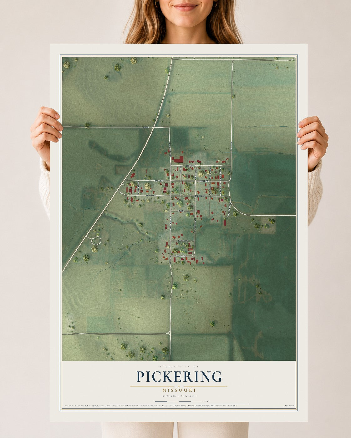 Map of Pickering, Missouri, 24 x 36 inch unframed archival matte print