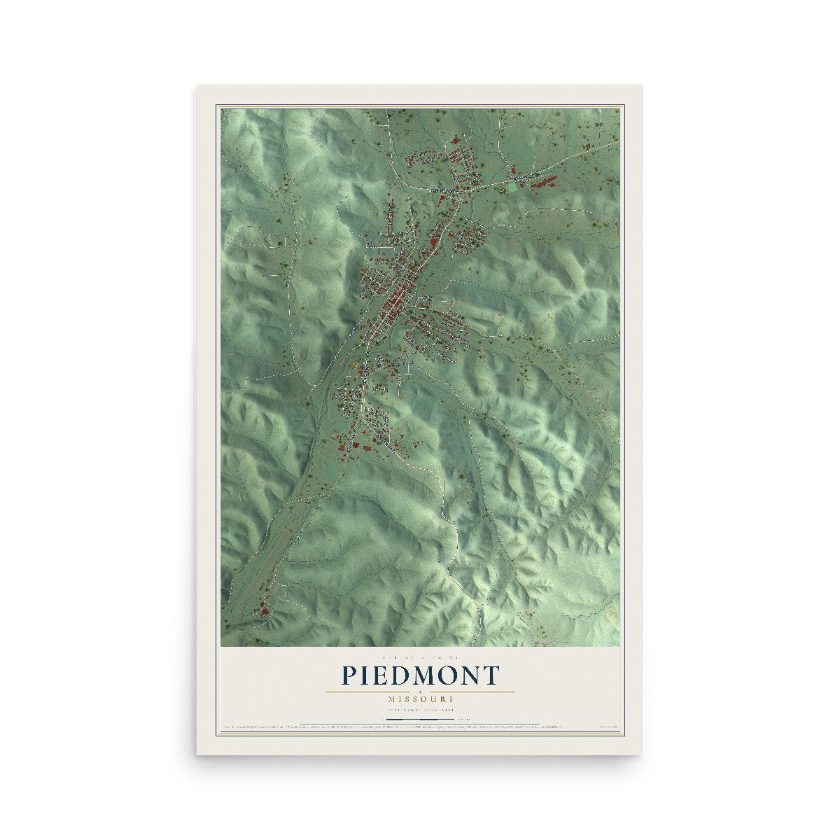 Map of Piedmont, Missouri, 12 x 18 inch unframed archival matte print