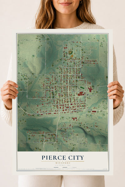 Map of Pierce City, Missouri, 18 x 24 inch unframed archival matte print