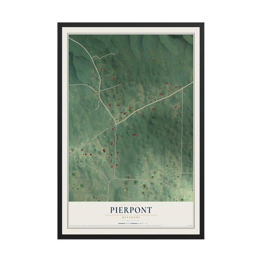 Map of Pierpont, Missouri, 12 x 18 inch print in a black wood frame