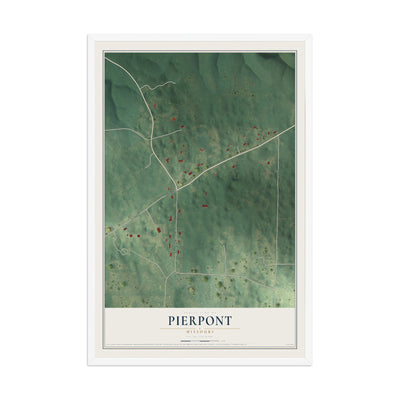 Map of Pierpont, Missouri, 12 x 18 inch print in a white wood frame