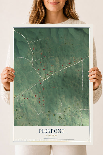 Map of Pierpont, Missouri, 18 x 24 inch unframed archival matte print