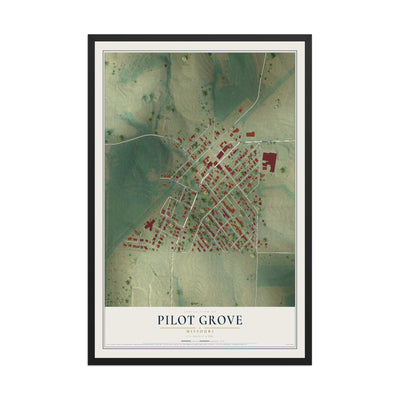 Map of Pilot Grove, Missouri, 12 x 18 inch print in a black wood frame
