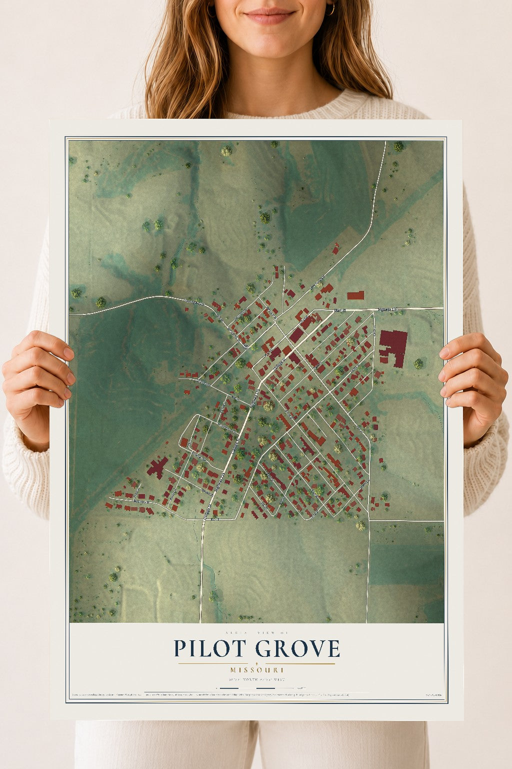 Map of Pilot Grove, Missouri, 18 x 24 inch unframed archival matte print