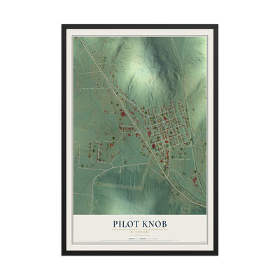 Map of Pilot Knob, Missouri, 12 x 18 inch print in a black wood frame