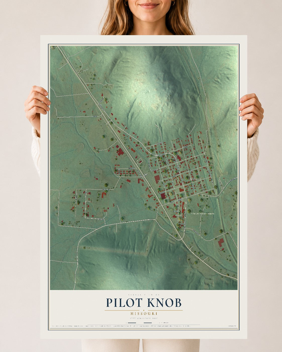 Map of Pilot Knob, Missouri, 24 x 36 inch unframed archival matte print
