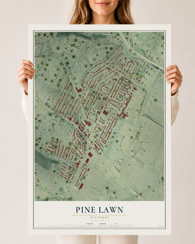 Map of Pine Lawn, Missouri, 24 x 36 inch unframed archival matte print