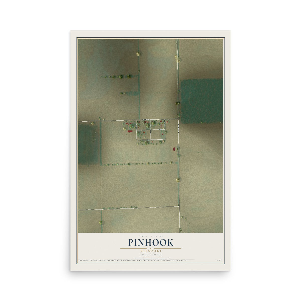 Map of Pinhook, Missouri, 12 x 18 inch unframed archival matte print