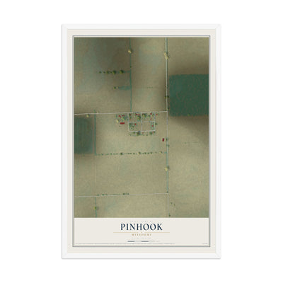 Map of Pinhook, Missouri, 12 x 18 inch print in a white wood frame