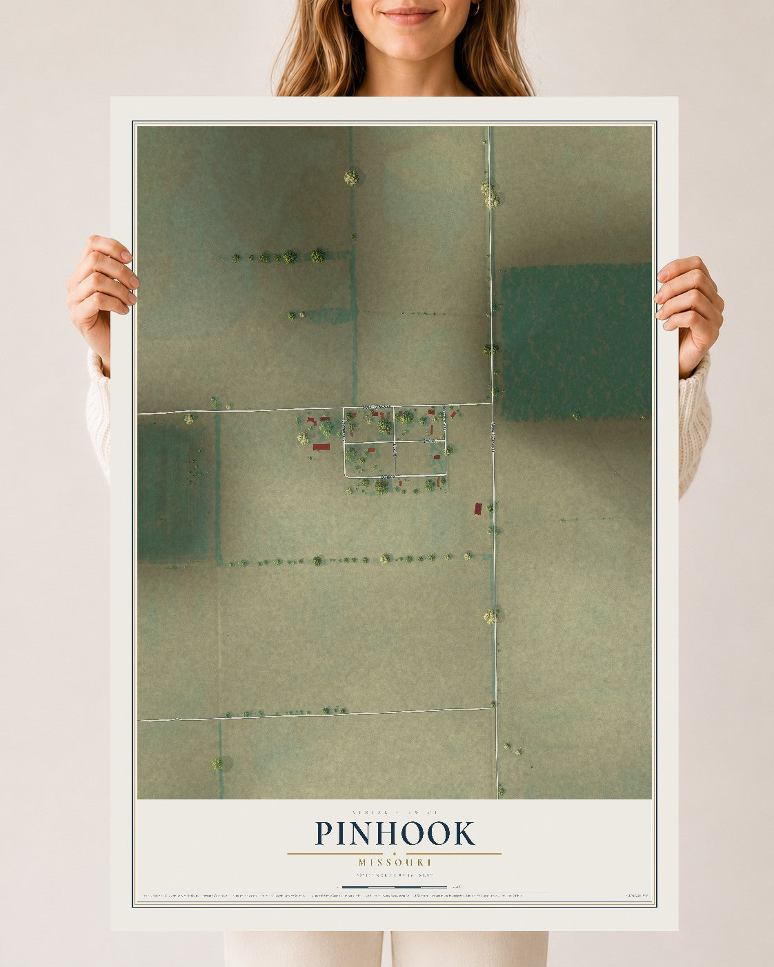 Map of Pinhook, Missouri, 24 x 36 inch unframed archival matte print