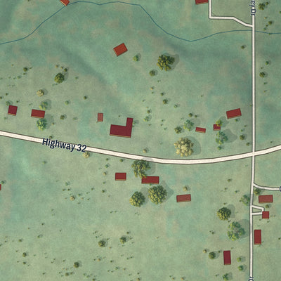 Second close-up of the map of Plato, Missouri print showing more streets and buildings