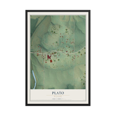 Map of Plato, Missouri, 12 x 18 inch print in a black wood frame