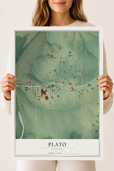 Map of Plato, Missouri, 18 x 24 inch unframed archival matte print