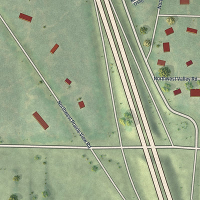 Second close-up of the map of Platte Woods, Missouri print showing more streets and buildings